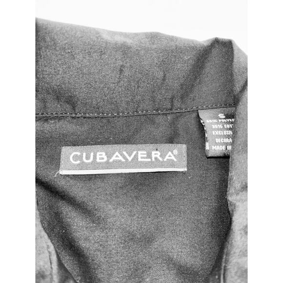 Vintage Cubavera Guayabera Men's Short Sleeve Button-up Shirt Black-Small - Picture 4 of 4